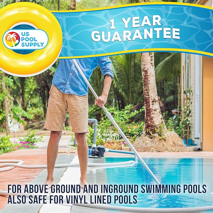 U.S. Pool Supply Deluxe Weighted Triangular Pool Vacuum Head with Side Brushes, Swivel Connection, EZ Clip Handle - For Above Ground & Inground Swimming Pools – Vinyl Liner Floor, Step, Corner Cleaner