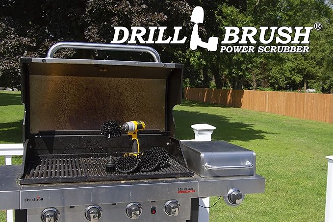 BBQ Accessories - Grill Brush - Grill Tools - Ultra Stiff Drill Brush Attachment Kit - Grill Scraper - Wire Brush Alternative - Grill Cleaner - Rust Remover - BBQ Brush - Graffiti Remover - BBQ Tools