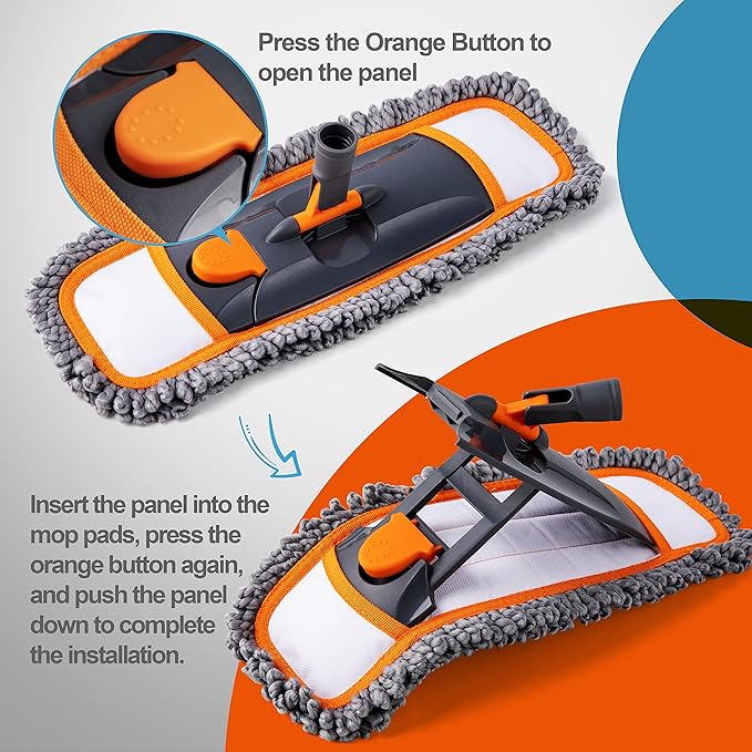 Mirofiebr Dust Mop with 7 PCS Washable Mop Pads and Extendable 55” Long Handle, Multifunction Floor Mop for Hardwood,Marble,Laminate,Tile Floor Mopping