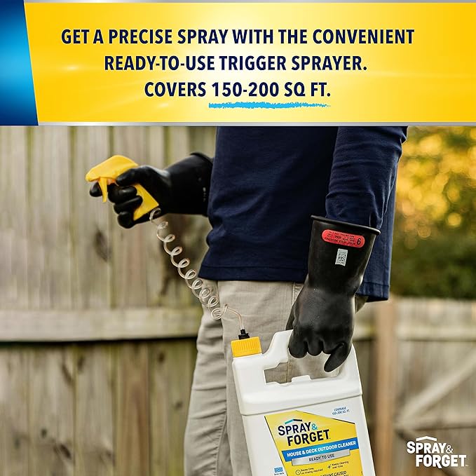 Spray & Forget Ready-to-Use House & Deck Outdoor Cleaner - Nested Trigger Spray Bottle - 1 Gallon