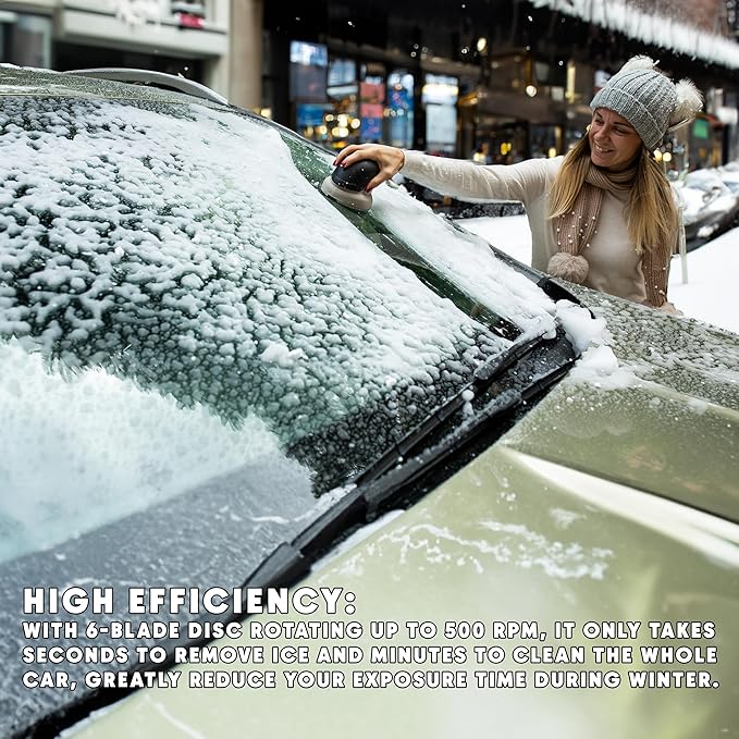 ZONETECH Electric Ice Scraper for Car Windshield, Electric Snow Scraper for Window, Ice Removal Tools Rechargeable with USB Cable, Cleaning Brush (3 in 1 Electric Ice Scraper Upgraded, 1 Pack)