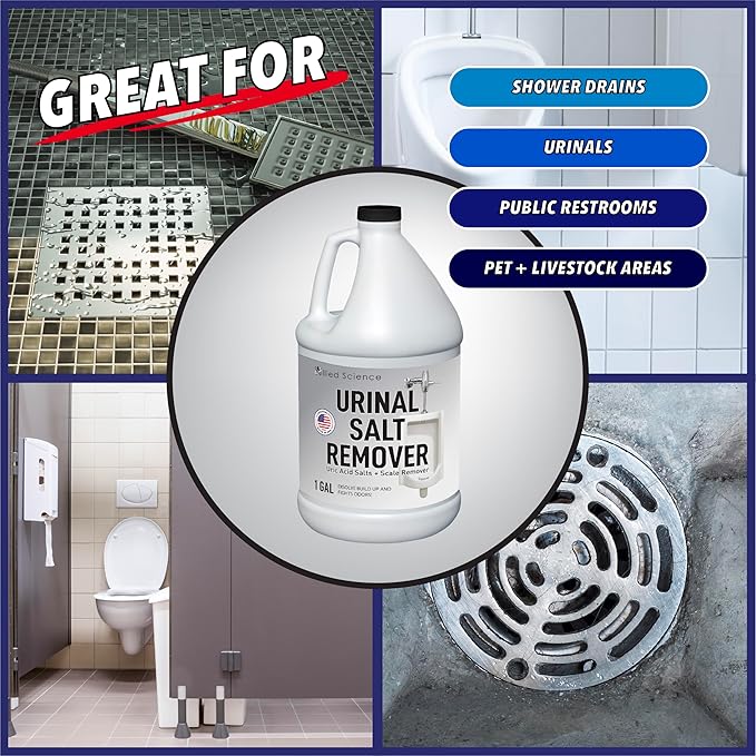 Urinal Salt Remover - Uric Acid Salts Scale Remover Unclogs Urinals and Removes Uric Acid Odors - 4 Gallons