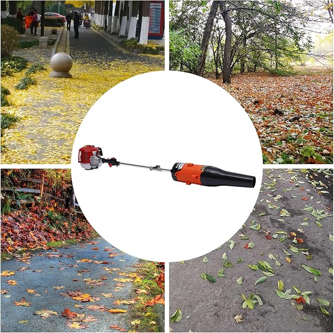 2 Stroke Gas Power Broom Sweeper Handheld Turf Grass Cleaner Driveway Snow Cleaning Machine Tool Walk Behind Tractor Air Cooling (52CC-2.3HP/1700W-With a Blower)
