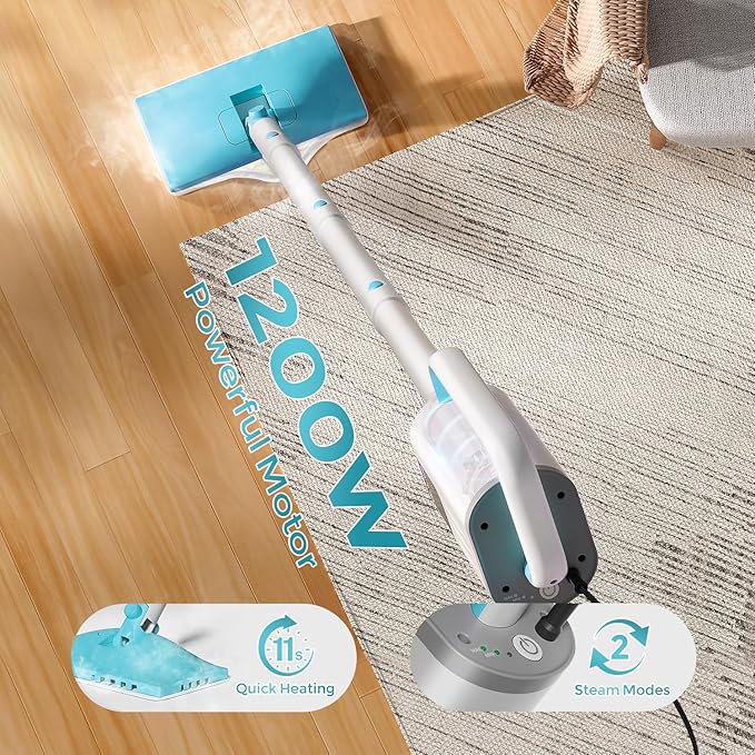 Steam Mops for Floor Cleaning,All-in-One Steam Cleaner for Home with 2 Levels Steam Mode,350ML Tank,23FT Cord, Detachable Handheld Steam Cleaner for Tile,Grout,Furniture,Carpet,Grill,Wall