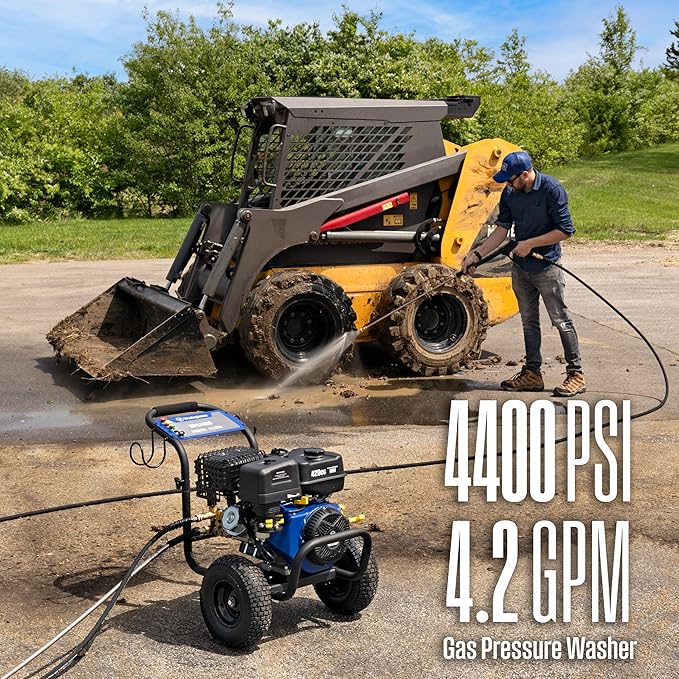 Westinghouse WPX4400 Gas Pressure Washer, 4400 PSI and 4.2 Max GPM, Spray Gun and Wand, 5 Nozzle Set, for Cars/Fences/Driveways/Homes/Patios/Furniture