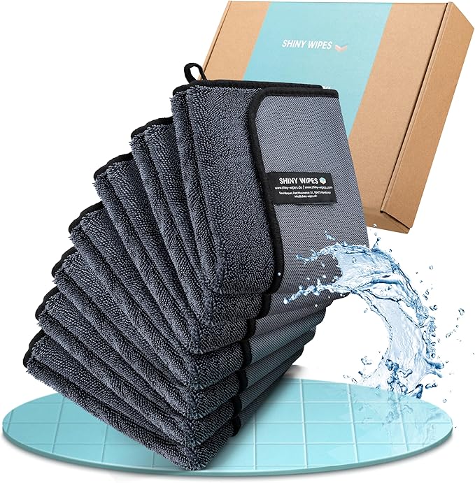 Shiny Wipes XL Drying Towel, The Original, Ultra Absorbent Twisted-Loop Design, Streak-Free Drying Towel, Shiny Wipes Shower Cleaning Cloths (7 Towel)