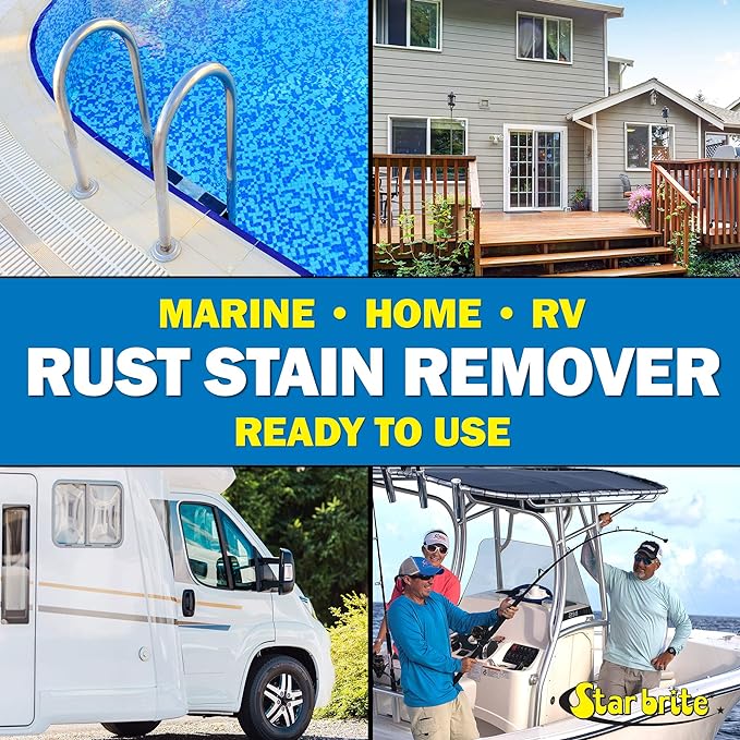 STAR BRITE Rust Stain Remover Spray - Instantly Dissolve Corrosion Stains on Fiberglass, Vinyl, Fabric & Painted Surfaces - Also Removes Sprinkler Stains & Mold & Mildew Stain Remover + Cleaner