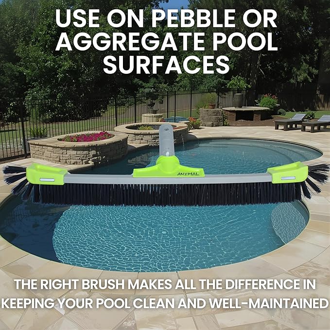 OREQ Corporation Animal Pro Pebble Pool Brush | Heavy-Duty Brush for Pebble & Textured Pool Surfaces | Professional Pool Wall & Floor Cleaning Tool (28 Inch)