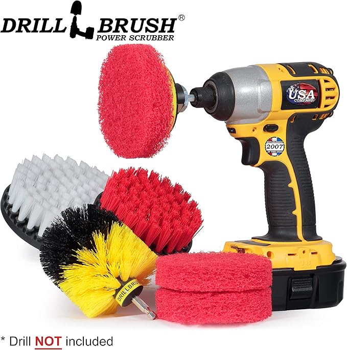 Cleaning Supplies - Bathroom Accessories - Drill Brush - Scouring Pad - Shower Cleaner - Bath Mat - Tile - Bathtub - Sink - Shower Door - Grout Cleaner - Kitchen Accessories - Outdoor - Scrub Brush