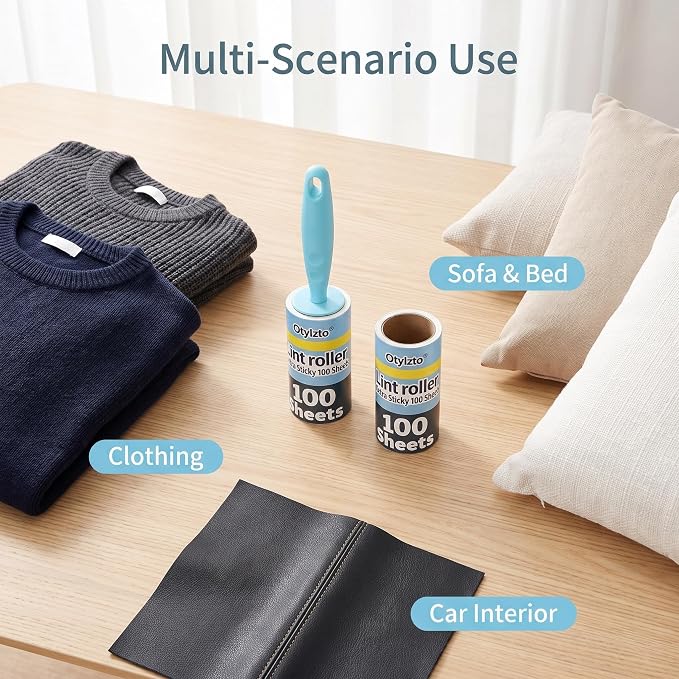 Otylzto 600 Sheets Extra Sticky Lint Rollers for Pet Hair lint Remover | Easy Spiral Tear for Clothes with Ergonomic Handle, for Furniture, Carpet, Car Seat, Lint roller refills house necessities - Image 3