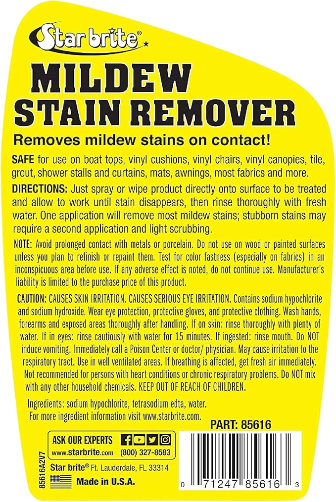 STAR BRITE Rust Stain Remover Spray - Instantly Dissolve Corrosion Stains on Fiberglass, Vinyl, Fabric & Painted Surfaces - Also Removes Sprinkler Stains & Mold & Mildew Stain Remover + Cleaner