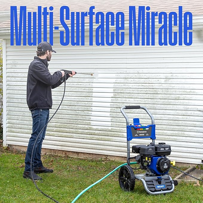 Westinghouse WPX3400 Gas Pressure Washer, 3400 PSI and 2.6 Max GPM, Onboard Soap Tank, Spray Gun and Wand, 5 Nozzle Set, for Cars/Fences/Driveways/Homes/Patios/Furniture