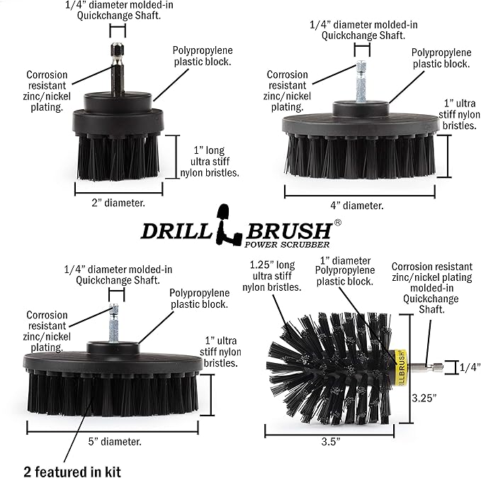 BBQ Accessories - Grill Brush - Grill Tools - Ultra Stiff Drill Brush Attachment Kit - Grill Scraper - Wire Brush Alternative - Grill Cleaner - Rust Remover - BBQ Brush - Graffiti Remover - BBQ Tools