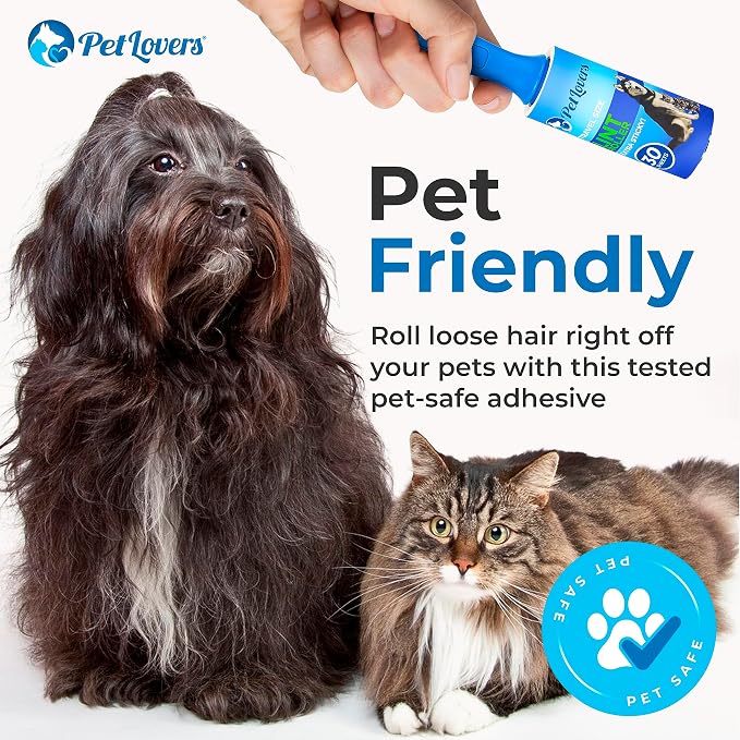 PetLovers Extra Sticky Lint Roller Mega Value Set for Pet Hair Removal and Clothes, Dog and Cat Lint Remover (Blue, 4 Pack Mini) - Image 5