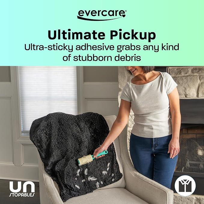 Evercare with Unstopables Fresh Scent All-Purpose Lint Roller, 4-Pack, 80 Layers Per Roller, Total 320 Sticky Sheets, Pet Hair & Lint Remover - Image 5