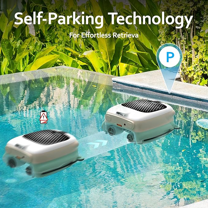 Pool Filter Surface Cleaner Robot with Remote Control, Smart Pool Skimmer Basket, Automatic Pool Vacuum Cleaner with Brushless Motors