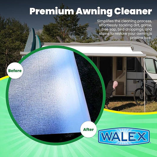 Walex RV Awning Cleaner - Safe for Vinyl & Fabric, Dissolves Tough Stains, Mold, Mildew, Dirt, Bird Droppings & More; Extends Awning Lifespan for RVs, Campers, Trailers & Motorhomes, 64 oz