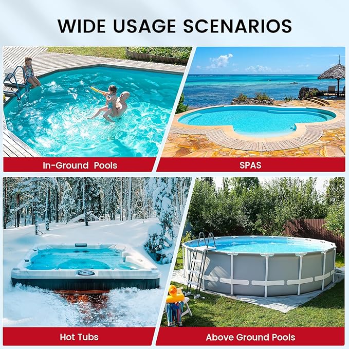 Enhulk Pool Vacuum for Above Ground Pool, 2025 Upgraded Pool Vacuum with A Telescopic Pole, 18.5 Gal/Min Powerful Suction, 80Mins Runtime, Effortlessly Cleans Debris Underwater (Red)