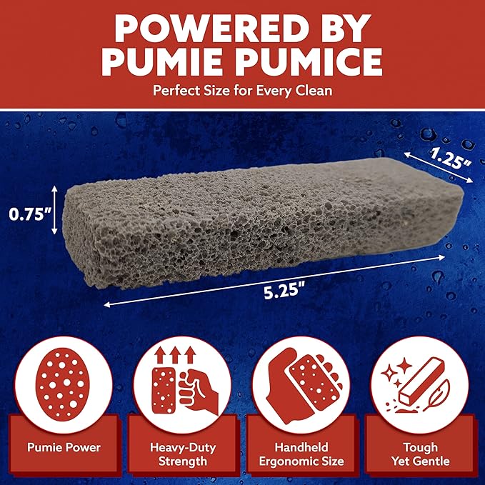 PUMIE Heavy Duty Scouring Sticks, by United States Pumice Co, Cleans Porcelain, Ceramic Tile, Concrete Masonry and Iron, Institutional Pack of 24 Bars