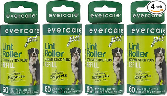 Evercare Extra Sticky Pet Lint Roller Refill 60 sheets - Pack of 4 by Evercare