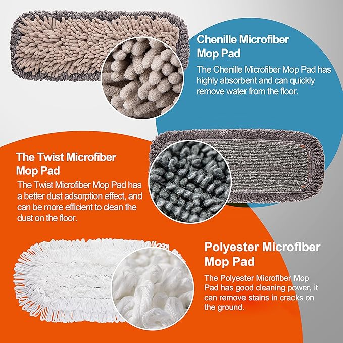 Mirofiebr Dust Mop with 7 PCS Washable Mop Pads and Extendable 55” Long Handle, Multifunction Floor Mop for Hardwood,Marble,Laminate,Tile Floor Mopping
