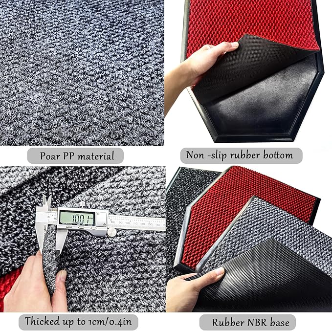HM&DX Water Absorption 2 Pack Urinal Mats, Reusable Non-Slip Deodorization Urinal Floor Mats,Commercial Washable Urinal Carpet Rug for Men's Restroom Floor Protector(40x50cm(15.7"x19.7"), Red)