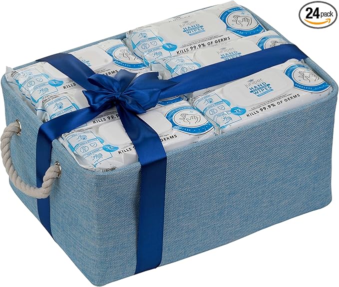 24 Pack Hand Sanitizing Wipes, All-Purpose Cleaner for Bathroom, Kitchen, Office, 1728 Count Soft Flow with Gift Basket