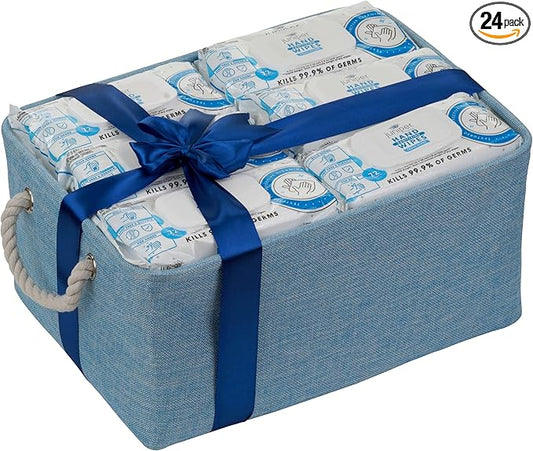 24 Pack Hand Sanitizing Wipes, All-Purpose Cleaner for Bathroom, Kitchen, Office, 1728 Count Soft Flow with Gift Basket