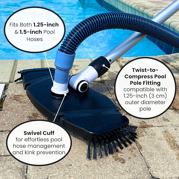 Wessel-Werk Pool Vacuum Heads with Profesional Weighted Design and Flexible Side Brush Strips to Deep Clean Inground & Above Ground Pools (Rectangular Pool Vacuum Head)
