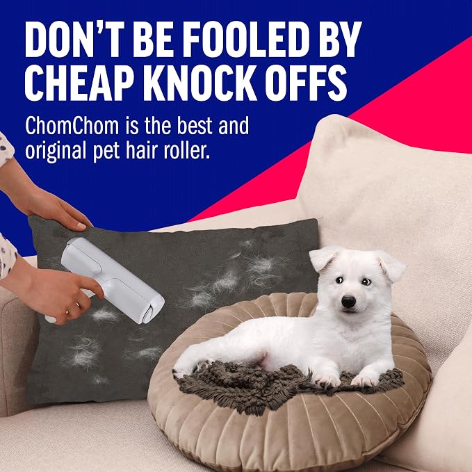 ChomChom Roller Pet Hair Remover – Original Size Reusable Lint Roller for Cat & Dog Hair on Furniture, Couch, Carpet, Car, Rugs & Bedding – Portable, Eco-Friendly (White) - Image 9
