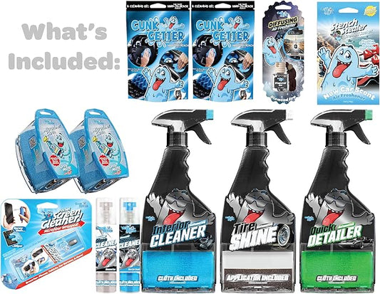 Car Cleaning Kit - Car Accessories for Interior and Exterior Cleaning, Glass Cleaner, Car Wipes, Auto Essentials