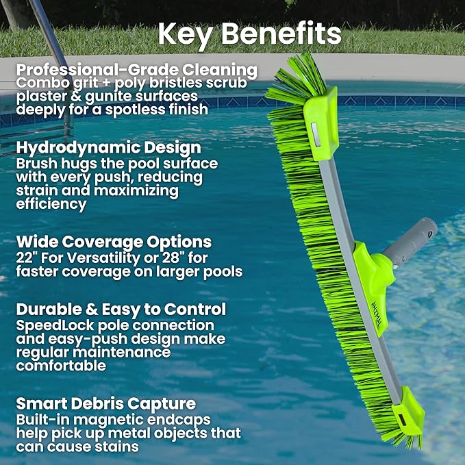 Oreq Animal Pro Pool Brush 22 Inch & 28 Inch – Heavy-Duty Combo Bristle Wall and Floor Cleaning Tool (28")