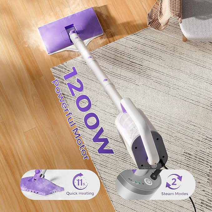 Steam Mops for Floor Cleaning,All-in-One Steam Cleaner for Home with 2 Levels Steam Mode,350ML Tank,23FT Cord, Detachable Handheld Steam Cleaner for Tile,Grout,Furniture,Carpet,Grill,Wall