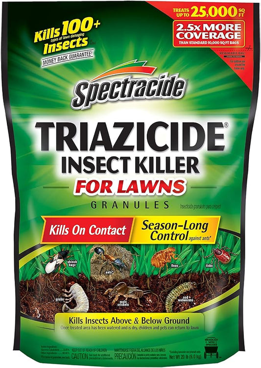 Spectracide Triazicide Insect Killer For Lawns Granules, Kills All Listed Lawn-Damaging Insects, 20 lb bag