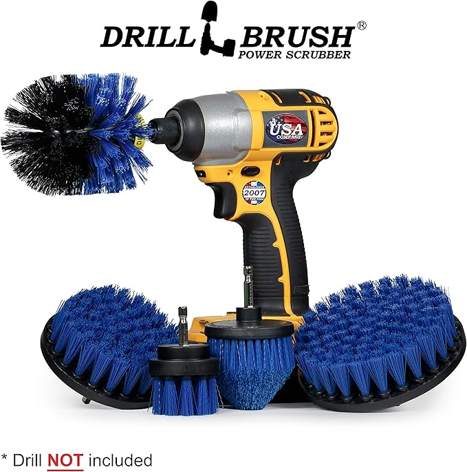 Aquatic All-Purpose Cleaning Brush Set - Medium Stiffness Blue Brushes - Long Reach Extension Attachment Kit - Aquarium Cleaning Products - Fish Tank Cleaner Brushes - Boat Scrub Brush - Hull Scrubber