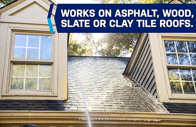 Spray & Forget Super Concentrated Revolutionary Roof Cleaner, 1 Qt. Hose-End Bottle - Cleans Algae, Mold & Mildew Stains, Use on Asphalt, Wood, Slate, Clay & Tile Shingles, Yellow (SF150)