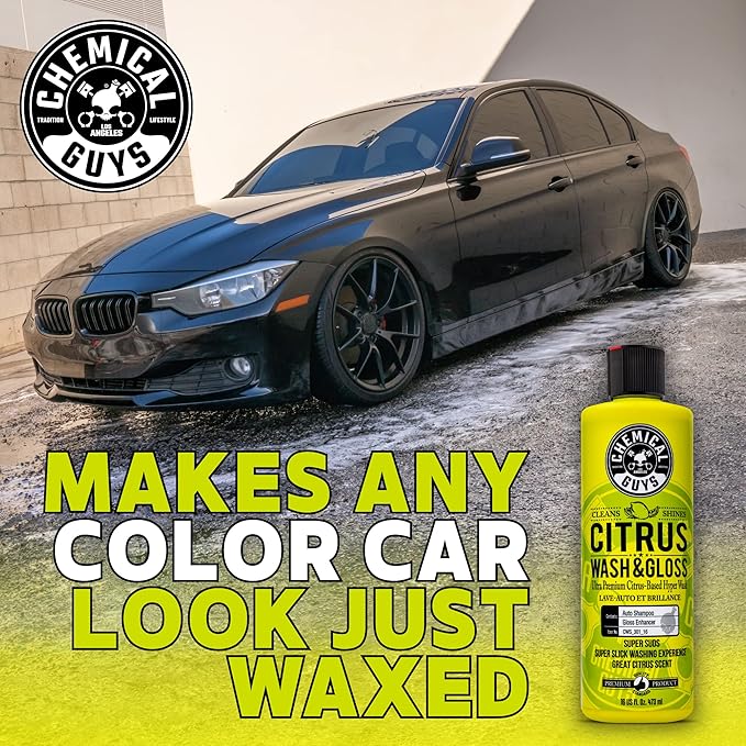 Chemical Guys Citrus Wash & Gloss Foaming Car Wash Soap - High Suds Formula Foam Cannon Soap for Foam Blasters, or Bucket Washes - Safe on Paint, Clear Coat, and Wax, Citrus Scent - 128 oz