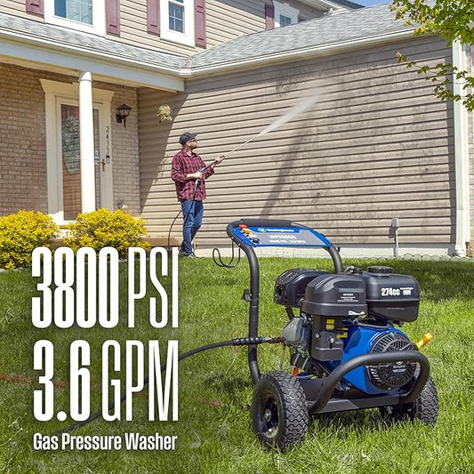 Westinghouse WPX3800 Gas Pressure Washer, 3800 PSI and 3.6 Max GPM, Onboard Soap Tank, Spray Gun and Wand, 5 Nozzle Set, for Cars/Fences/Driveways/Homes/Patios/Furniture, Black