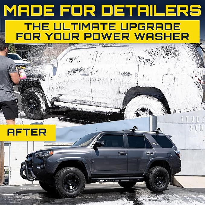Clean Car USA Foam Cannon Pressure Washer Gun, Stubby Foam Sprayer for Car Wash, Power Washer Swivel for Pressure Washers - Incl. Wash Mitt & Microfiber Towel, Ultimate Detailing Kit for Deep Cleaning