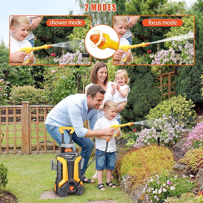Kids Pressure Washer Toy, Outdoor Car Wash Playset for Patio Lawn Garden, Self Powered Water Pressure Washer Toy, Ages 3+, Gifts for Boys and Girls
