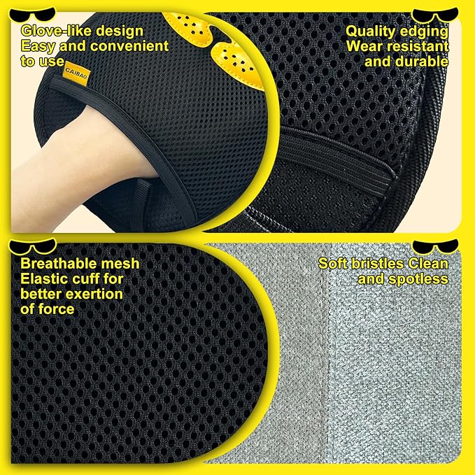 Pet Hair Removal Glove - Washable Reusable, 2pcs | Electrostatic dual-direction fiber grabs loose fur. Works on sofas, rugs, car seats & pet beds. Cat & dog hair - Image 6