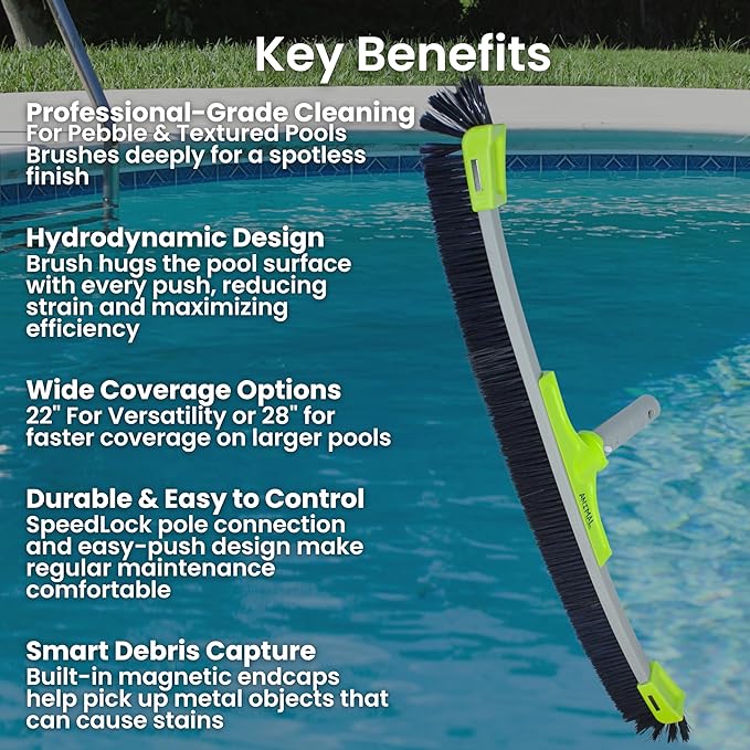 OREQ Corporation Animal Pro Pebble Pool Brush | Heavy-Duty Brush for Pebble & Textured Pool Surfaces | Professional Pool Wall & Floor Cleaning Tool (22 Inch)