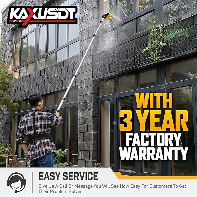 24FT Telescoping Pressure Washer Extension Wand, High Power Washer Wand Extension Pole with Support Belt & 3 Wand, 7 Spray Nozzle Tips, 4000PSI, Gutter Cleaning Tools for Wall Window Soffit Cleaner