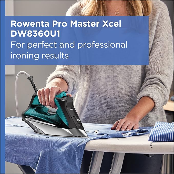 Rowenta Pro Master Stainless Steel Soleplate Steam Iron for Clothes, Anti-Drip Protection, 210 g/min, 400 Microsteam Holes, 1775 Watts Iron Steamer for Clothes, Powerful Steam DW8360