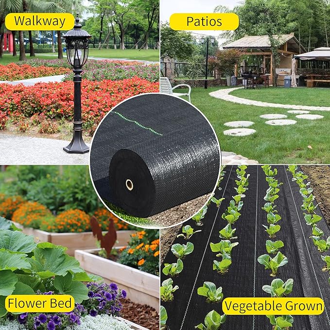Weed Barrier Landscape Fabric Heavy Duty，Garden Fabric Weed Barrier，Black Mulch for Landscaping, Weed Blocker Fabric Garden Bed Cover Garden Supplies (4ft x 60ft)