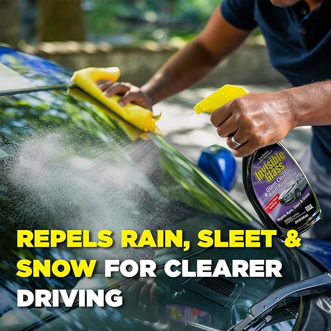 Invisible Glass 92184-2PK Glass Cleaner + Rain Repellent 2-in-1 Windshield and Window Spray, Cleans Auto Glass, Repels Rain, Sleet, Snow, Improves Wet Weather Visibility ?€? 22 fl oz (Pack of 2)