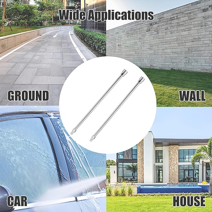 JOEJET Pressure Washer Extension Wand, Stainless Steel Body and Fittings, 17 Inch Power Washer Lance with 1/4 Inch Quick Connect, 2 Pack