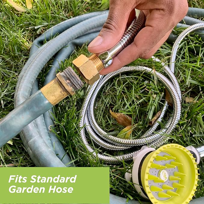 Wondurdog Deluxe Indoor Outdoor Dog Wash Kit for Shower and Garden Hose w/Water Pressure Control, Splash Shield & Rubber Scrubbing Attachment. Fast & Easy Dog Bath. Cleaning for Short & Long Hair Pet