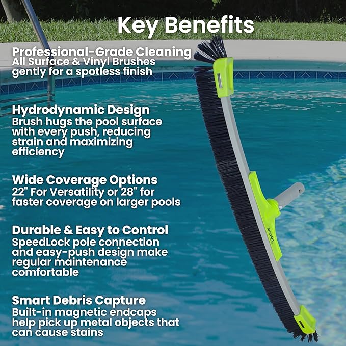 OREQ Corporation 22"/28" Animal Pro Pool Brush | Heavy-Duty All Surface & Vinyl Brush | Professional Pool Wall & Floor Cleaning Tool (22")