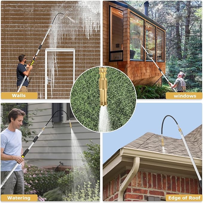 Gutter Cleaning Tools from The Ground, Telescoping Gutter Cleaner Wand with Adjustable Water Flow, Rain Gutter Cleaning Tool